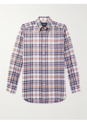 Drake's - Button-Down Collar Checked Cotton-Madras Shirt - Men - Blue - UK/US 15