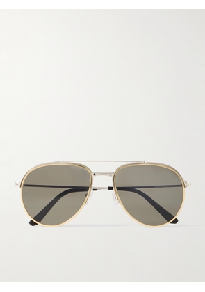 Cartier Eyewear - Santos Evolution Aviator-Style Gold and Silver-Tone Sunglasses - Men - Gold