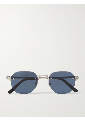 Cartier Eyewear - Santos de Cartier Rimless Oval-Frame Silver-Tone Sunglasses - Men - Silver