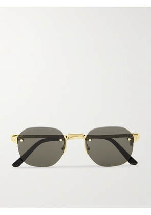 Cartier Eyewear - Santos de Cartier Rimless Oval-Frame Gold-Tone Sunglasses - Men - Gold