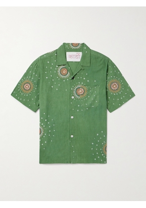 Kardo - Convertible-Collar Embroidered Cotton Shirt - Men - Green - S