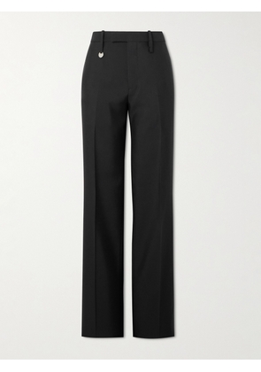 Burberry - Straight-Leg Logo-Embellished Wool Trousers - Men - Black - IT 46