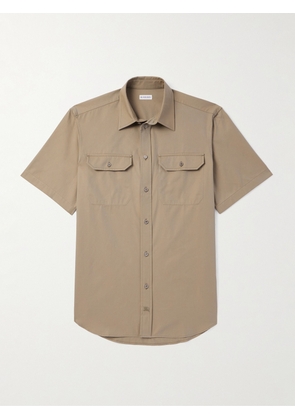 Burberry - Logo-Embroidered Cotton-Twill Shirt - Men - Brown - XS