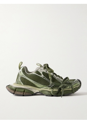 Balenciaga - 3XL Distressed Mesh and Rubber Sneakers - Men - Green - EU 39