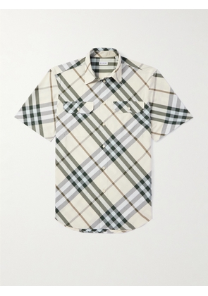 Burberry - Checked Cotton Shirt - Men - Neutrals - XS