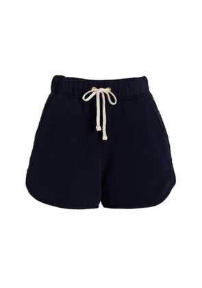 Les Tien - Serena Scalloped Cotton Shorts - Navy - M - Moda Operandi