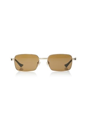 Gucci - Square-Frame Metal; Bio-Nylon Sunglasses - Brown - OS - Moda Operandi