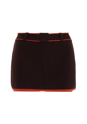 SIEDRÉS - Exclusive Jasmy Ribbed-Knit Mini Skirt - Brown - M - Moda Operandi