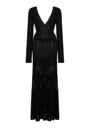 A.W.A.K.E. MODE - Plunged Knit Maxi Dress - Black - L - Moda Operandi
