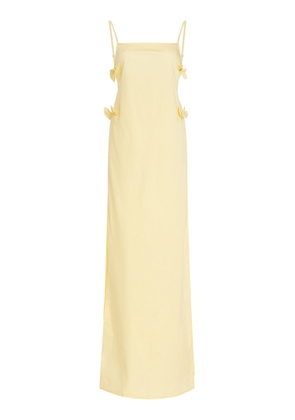 House of Aama - Exclusive Bow-Detailed Cotton-Blend Maxi Dress - Yellow - US 12 - Moda Operandi