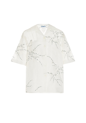 Prada - Embroidered Silk-Cotton Shirt - White - IT 38 - Moda Operandi
