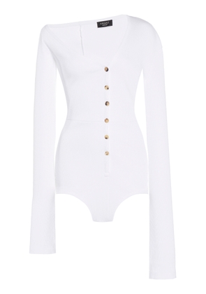 A.W.A.K.E. MODE - Asymmetric Stretch-Cotton Bodysuit - White - M - Moda Operandi