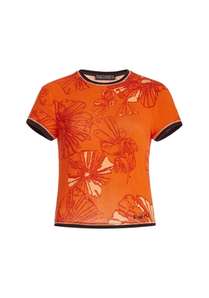 SIEDRÉS - Exclusive Gran Printed Jersey Crop Top - Orange - M - Moda Operandi