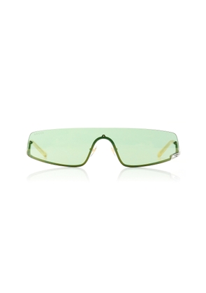 Gucci - Mask-Frame Metal; Bio-Nylon Sunglasses - Green - OS - Moda Operandi