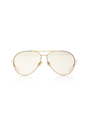 Bottega Veneta - Aviator-Frame Metal; Bio-Nylon Sunglasses - Gold - OS - Moda Operandi