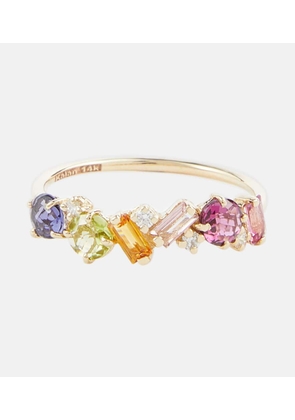 Suzanne Kalan Rainbow Amalfi 14kt gold ring with diamonds and gemstones