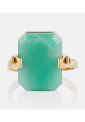 Aliita Deco Sandwich 9kt yellow gold ring with opal and chrysoprase