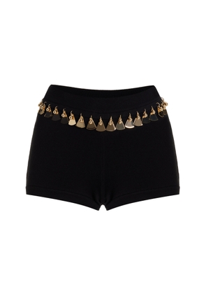 Rabanne - Paillette-Trimmed Jersey Shorts - Black - L - Moda Operandi