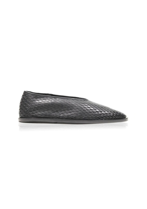 Proenza Schouler - Square Perorated Leather Slipper Flats - Black - IT 38 - Moda Operandi