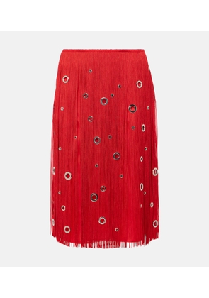 Prada Fringed embellished silk midi skirt