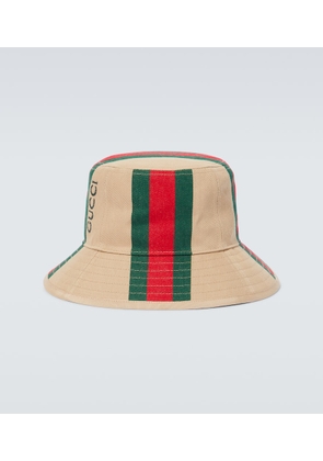 Gucci Logo printed cotton canvas bucket hat