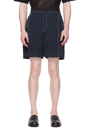 Solid Homme Navy Stitched Cargo Shorts