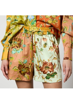 Alemais Hotel Lamu Spliced Floral-Print Organic Cotton Shorts - UK 10