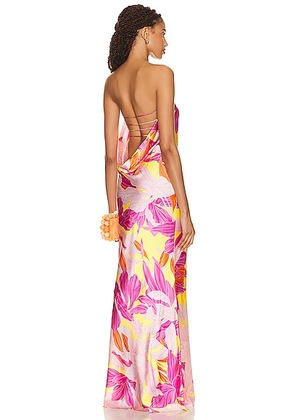 retrofete Keaton Silk Dress in Botanical Floral - Pink. Size M (also in ).
