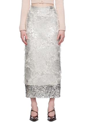 Erdem Silver Layered Midi Skirt