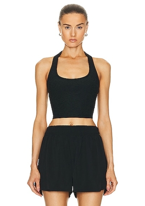 Beyond Yoga Spacedye Well Rounded Cropped Halter Tank Top in Darkest Night - Black. Size L (also in M, S, XS).