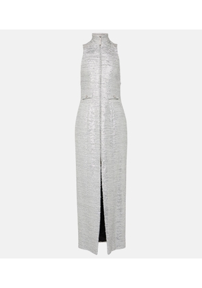Alessandra Rich Front-slit lurex® tweed midi dress