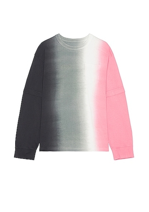 Sacai Tie Dye Cotton Jersey Long Sleeve T-shirt in Grey & Pink - Grey. Size 4 (also in ).