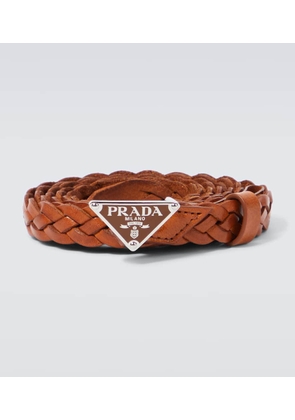 Prada Logo woven leather belt