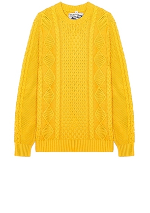 Schott Cableknit Sweater in Sunflower - Yellow. Size S (also in L, M, XL/1X).