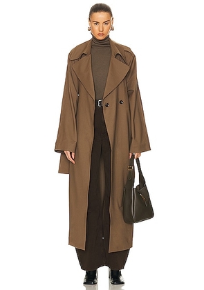 LESET Jane Trench Coat in Soil - Taupe. Size L (also in ).