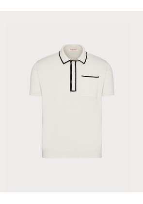 Valentino COTTON POLO SHIRT WITH SIGNATURE VLOGO EMBROIDERY Man IVORY 3XL