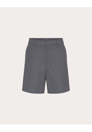 Valentino STRETCH COTTON CANVAS SHORTS WITH RUBBERIZED V-DETAIL Man LIGHT GREY 44