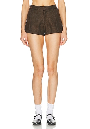 Mimchik Tap Short in Brown & Grey - Brown. Size XS (also in ).