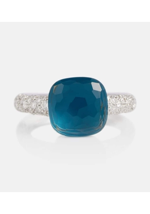 Pomellato Nudo 18kt gold ring with London blue topaz and diamonds