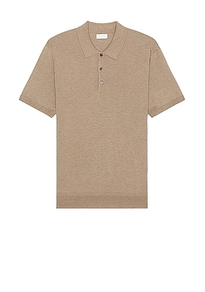 Club Monaco Lux Short Sleeve Silk Cash Polo in Brown - Brown. Size L (also in M, S).
