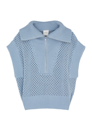 Varley Mila Open-knit Cotton Vest - Blue - L (UK14 / L)