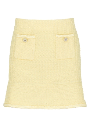 Self-portrait Embellished Waffle-knit Mini Skirt - Yellow - L (UK14 / L)