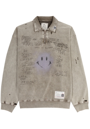 Maison mihara yasuhiro Printed Cotton Half-zip Sweatshirt - Beige - 46 (IT46 / S)