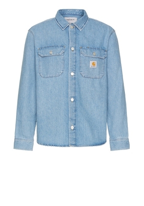 Carhartt WIP Harvey Shirt Jacket in Blue Stone Bleached - Denim-Light. Size L (also in M, S, XL/1X).