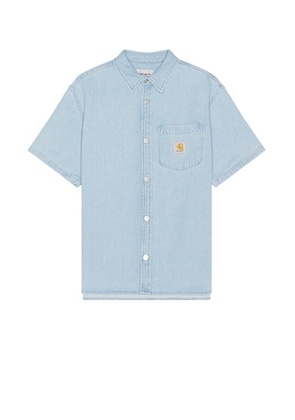 Carhartt WIP Short Sleeve Ody Shirt in Blue Stone Bleached - Blue. Size L (also in M, S, XL/1X).