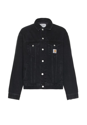 Carhartt WIP Helston Jacket in Black Stone Washed - Black. Size L (also in M, S, XL/1X).