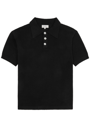 Second Layer Open-knit Cotton Polo Shirt - Black - L
