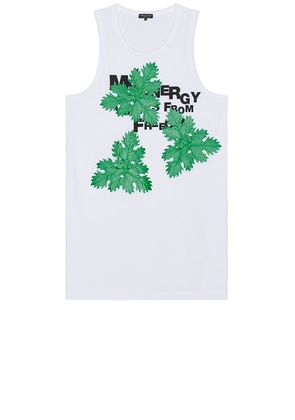 COMME des GARCONS Homme Plus Leaf Tank in White & Green - White. Size L (also in M, XL/1X).