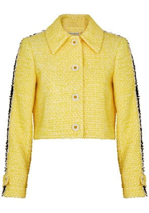 Alice + Olivia Tammy Striped Tweed Jacket - Yellow - L (UK14 / L)