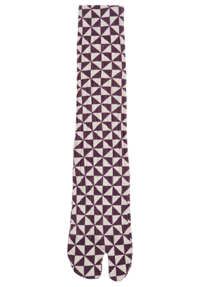 Dries Van Noten Printed Ribbed Stretch-cotton Socks - Purple
